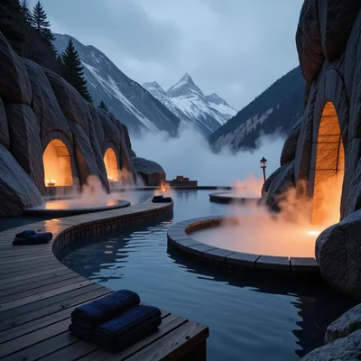 Berg-Spa mit Thermalquellen - Bild