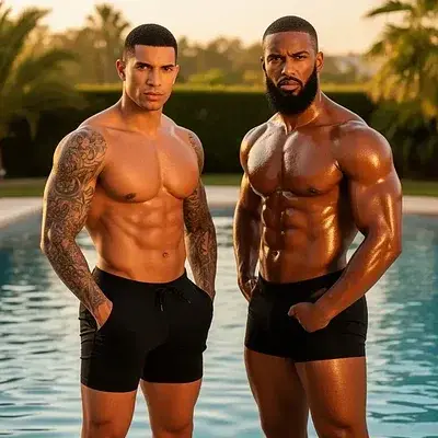 Chris comparte a su chico con Rachid en la piscina - Bild