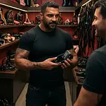 La compra de una jaula de castidad en la sex shop icon