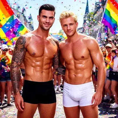 Encuentro caliente con dos tíos en el Orgullo de Colonia - Bild