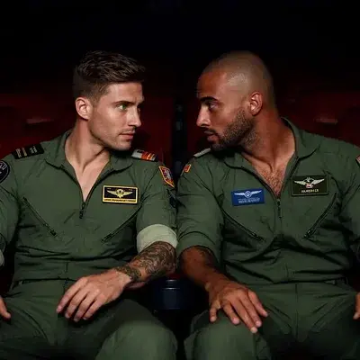 Un encuentro ardiente en el cine con dos pilotos - Bild