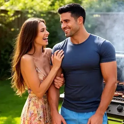 Haciendo una barbacoa con el vecino fuerte - Bild