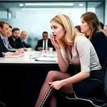 Rotura de medias de la compañera en la reunión icon