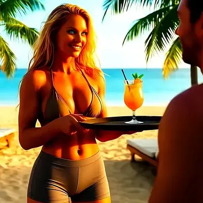 Lena, la anfitriona shemale en la playa - Bild
