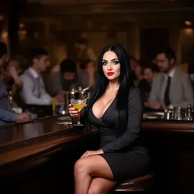 La ejecutiva solitaria en el bar del hotel - Bild